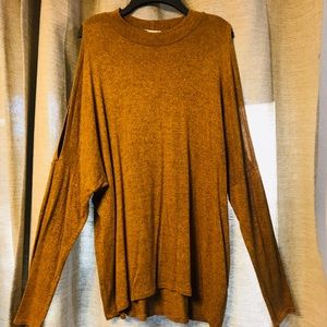 Mustard cold shoulder top